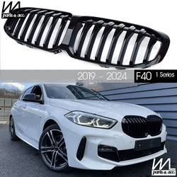 Front Bumper Grille for BMW Accessories F40 1 Series Kidney Grill Glossy Black ABS Plastic Piano Car Racing Grills 2019 - 2024