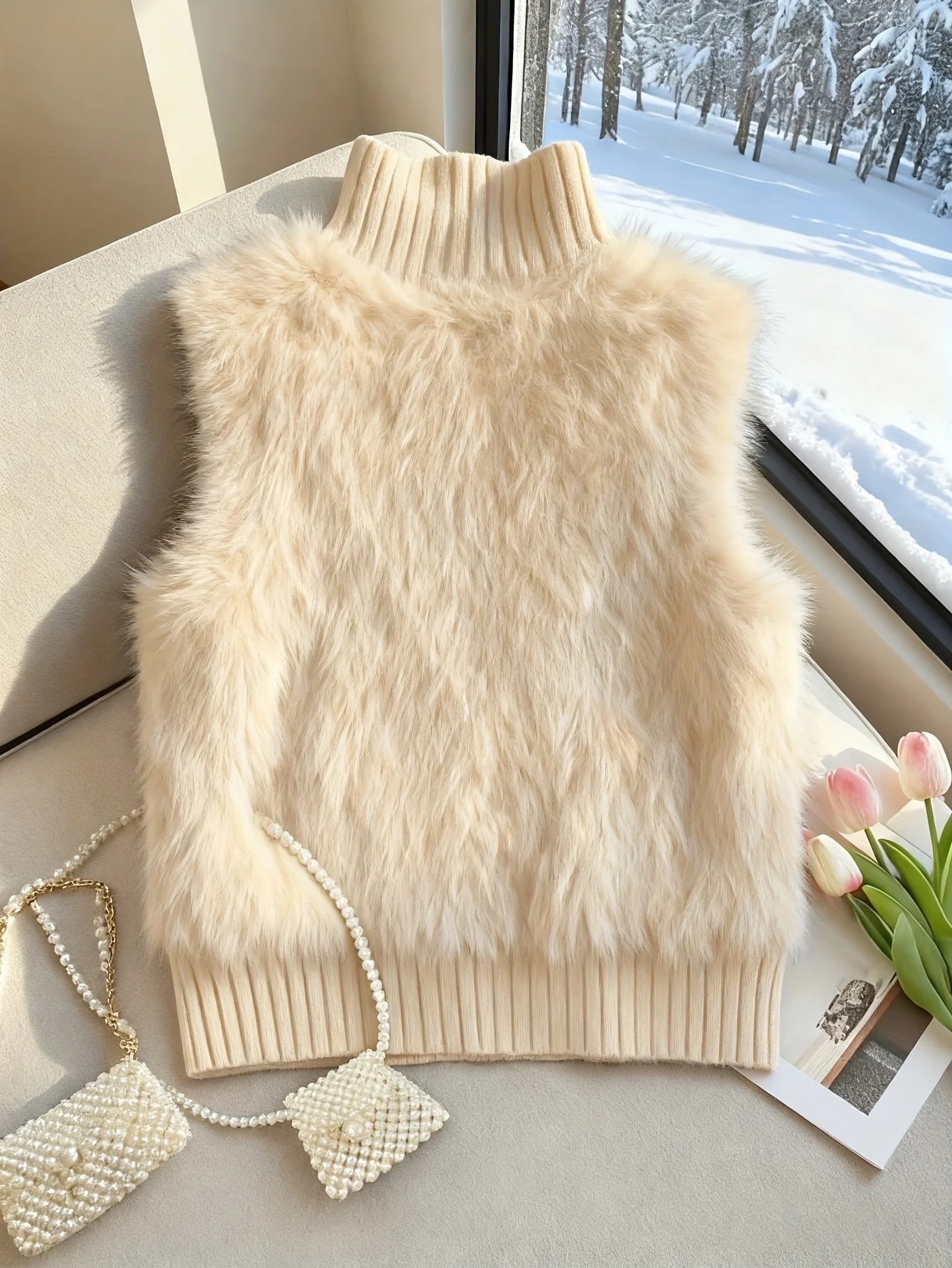 

Women's Elegant Stand Collar Winter Vest - Chic Button-Front Layering Piece for Office, Party & Everyday Fall/Winter Outfits.