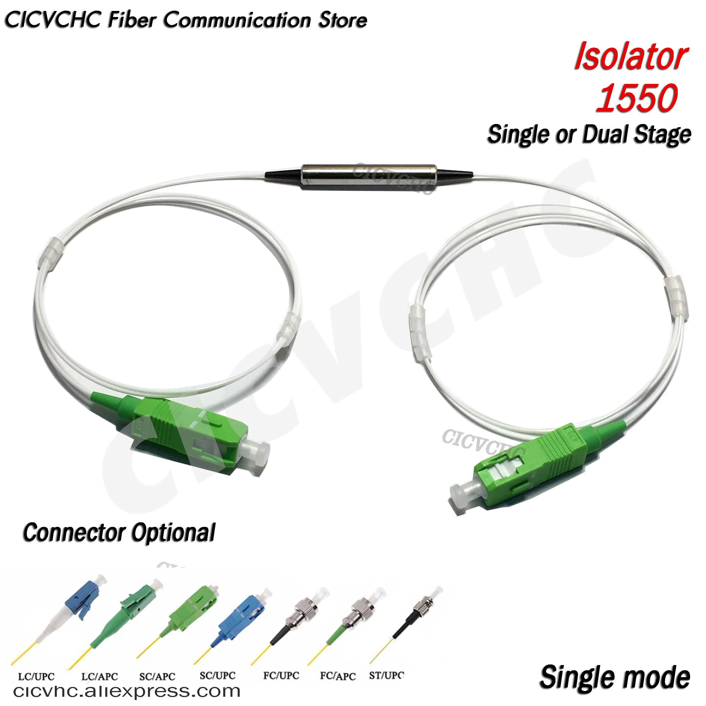 Polarization-Insensitive Optical Isolator with 1550nm, Single or Dual Stage, SC, LC, FC, ST