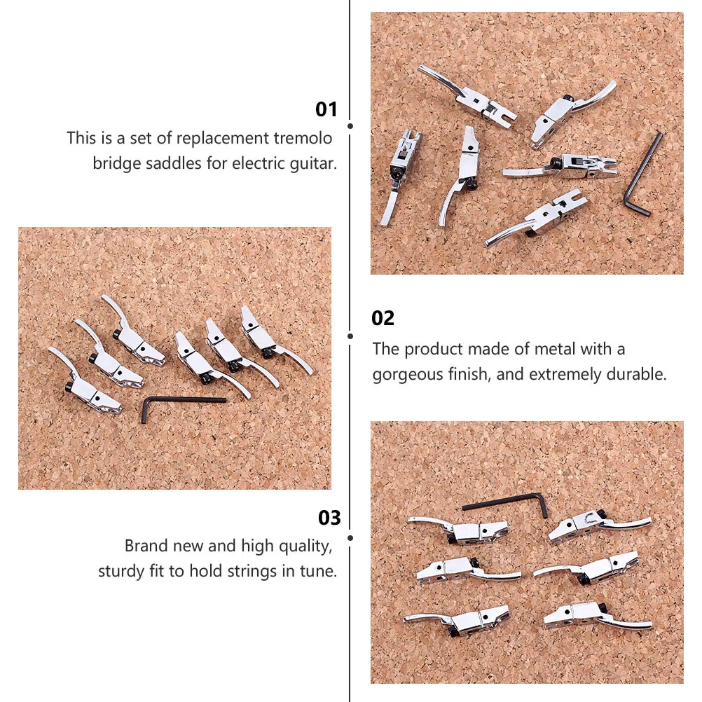 

6 Pcs Bridge Saddle Electric Guitar Tremolo Saddles Double Locking Alloy Parts Accessories Sturdy