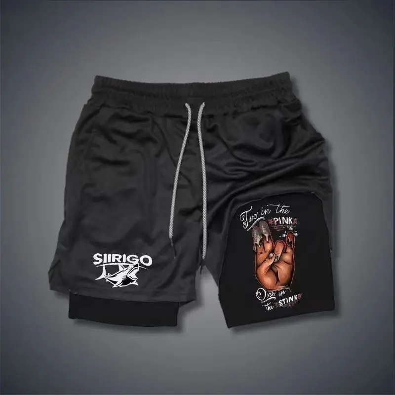 

New Men's and Women's Fitness Casual Shorts 2-in-1 Printed Adult Double-layer Sports Quick-drying Beach Pants Basketball Pants