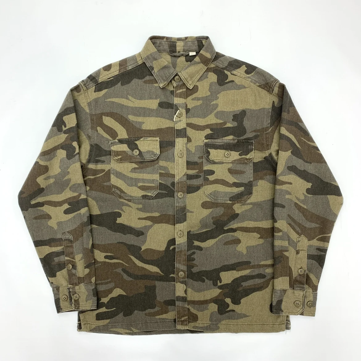 Retro Heavyweight Camouflage Cotton Men\'s Shirts Washed Blouses American Amekaji Vintage Casual Cargo Workwear Clothing Tops