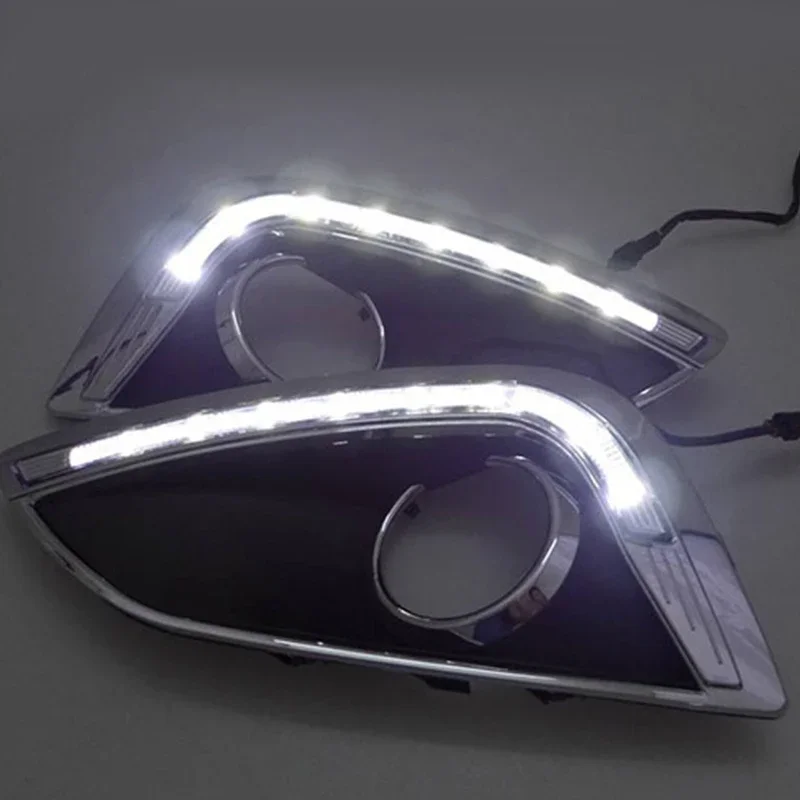 2PCS Car LED For Hyundai IX35 2010 2011 2012 2013 fog lamp cover DRL Daytime Running Lights headlight 12V Daylight