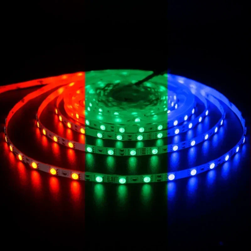 Светодиодная лента 12 В постоянного тока 5 м SMD 5050 RGB, 60 светодиодов/м, узкая сторона, ширина 6 мм, белая печатная плата, гибкая фотолента, не Водонепроницаемая световая полоса