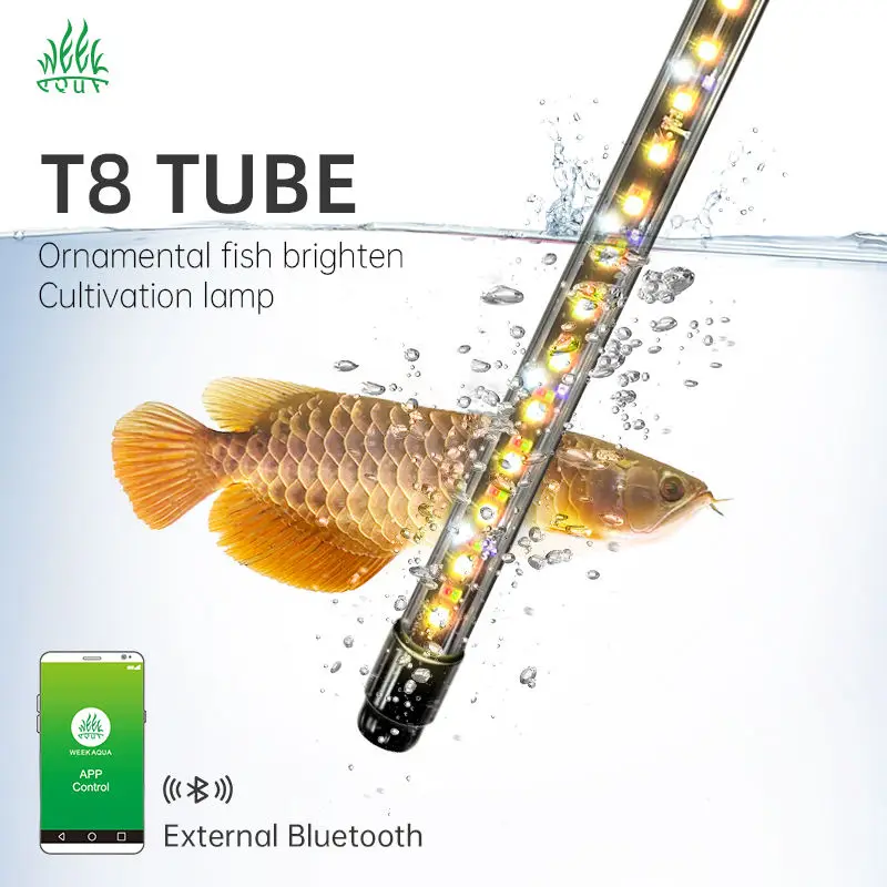 

Week Aqua T8 TUBE Series Arowana Tanning Light IP68Submersible Smart APP Customizable Dimming Timing Led Aquarium Light