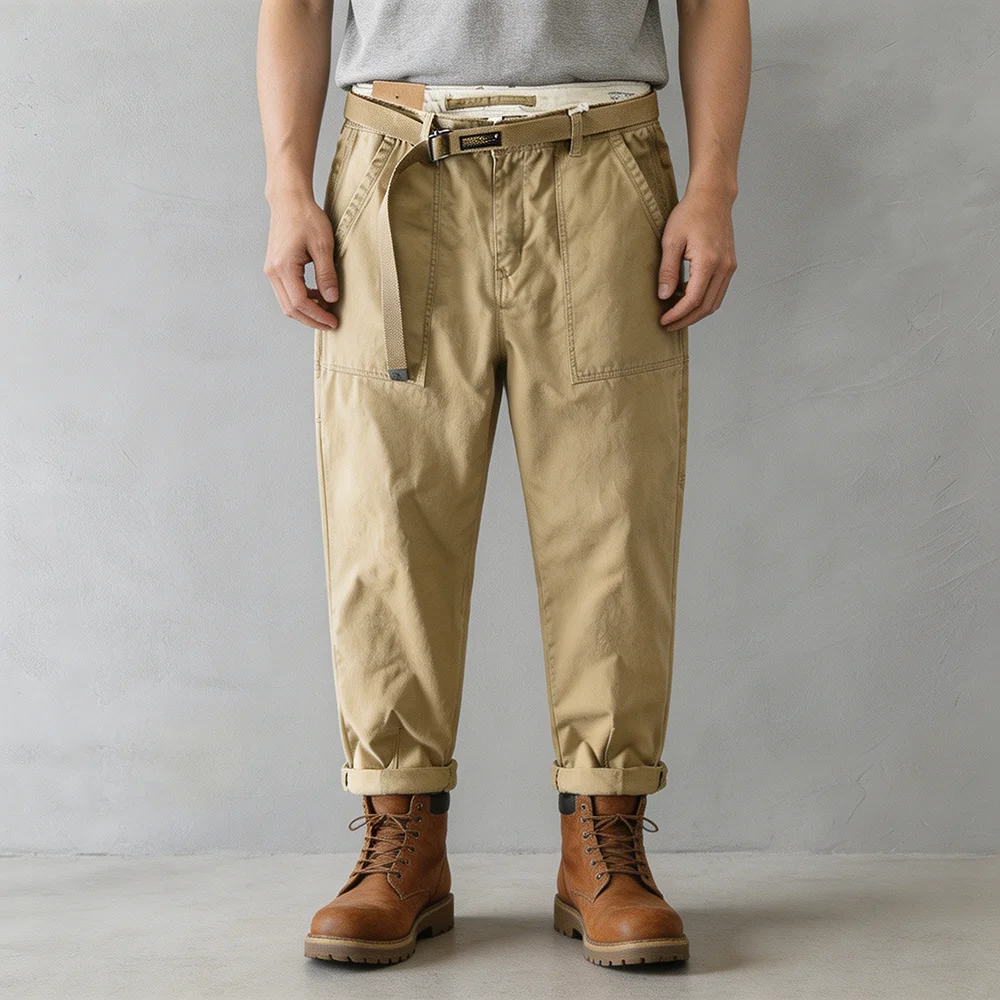 

Мужские повседневные брюки-карго, модные свободные брюки из 100% хлопка для мужчин, рабочие брюки-карго больших размеров, мужская одежда, размер 38