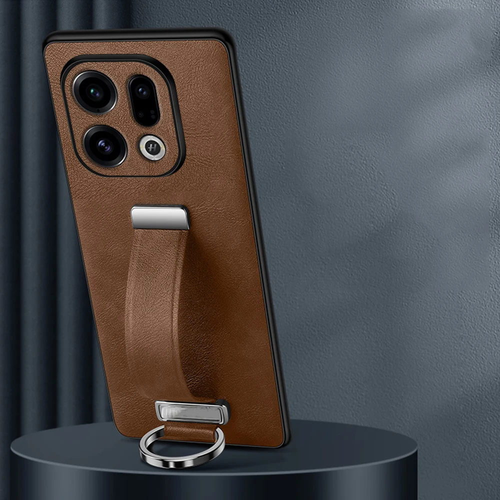 For Oppo Find X9/X9 Pro Case Fashion Retro Phone Cover Kickstand Wrist Strap Camera Protection Shockproof Stand Soft Slim Anti