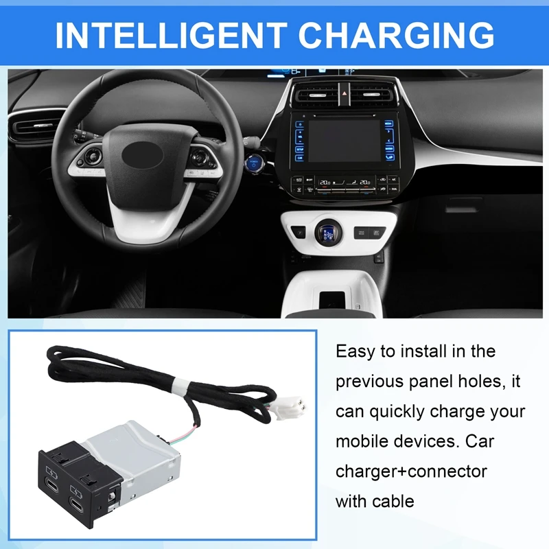 

Car Charger Socket Dual USB PD Type C Charging Outlet Fuse Box Power Adapter For Toyota Camry Highlander Corolla RAV4