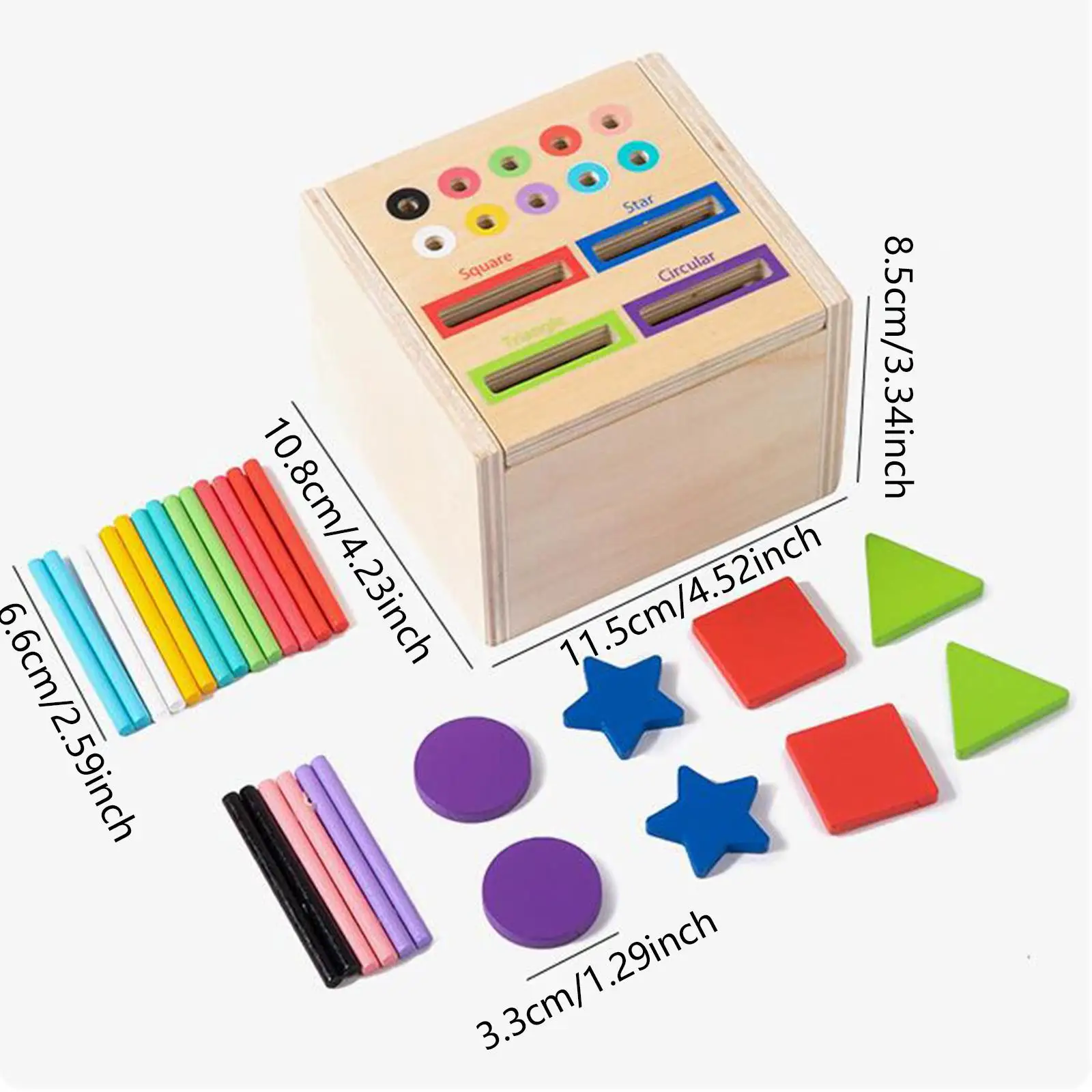 Madeira Shape Sorting Cube Block para Party, Sensory Toy, Color Sorting Box, Atividade Ocupado, Criatividade