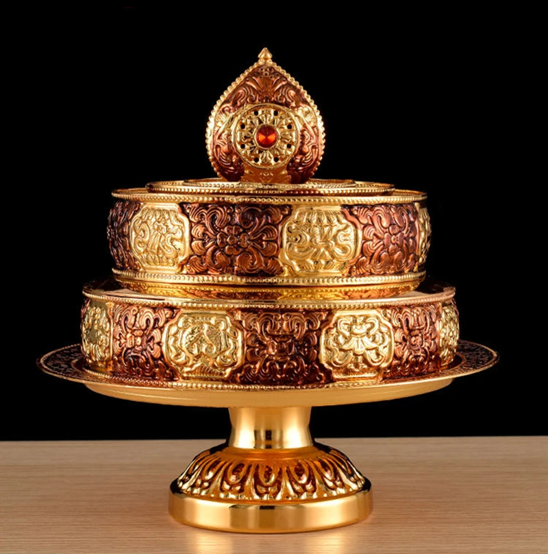 Imagem -02 - Budista Manza Mobiliário Liga Tântrica Artesanato Auspicioso Tributo Tibetano Gilt Budismo Plate Home Gift Interior Decorativo