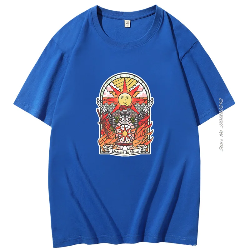 Dark Souls 3 Church Of The Sun Graphic Tshirts Praise The Sun Youth Tees Harajuku Cotton Short Sleeve T-Shirts Mens Clothes