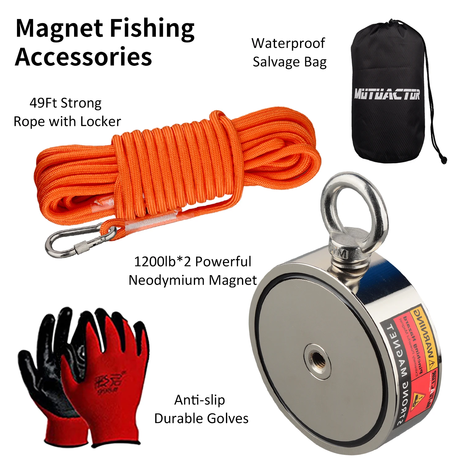 Double Sided 450KG Magnet Power Neodymium N52 Hole Recovery Magnets Magnetic Material Base Fishing Magnet 15m Rope