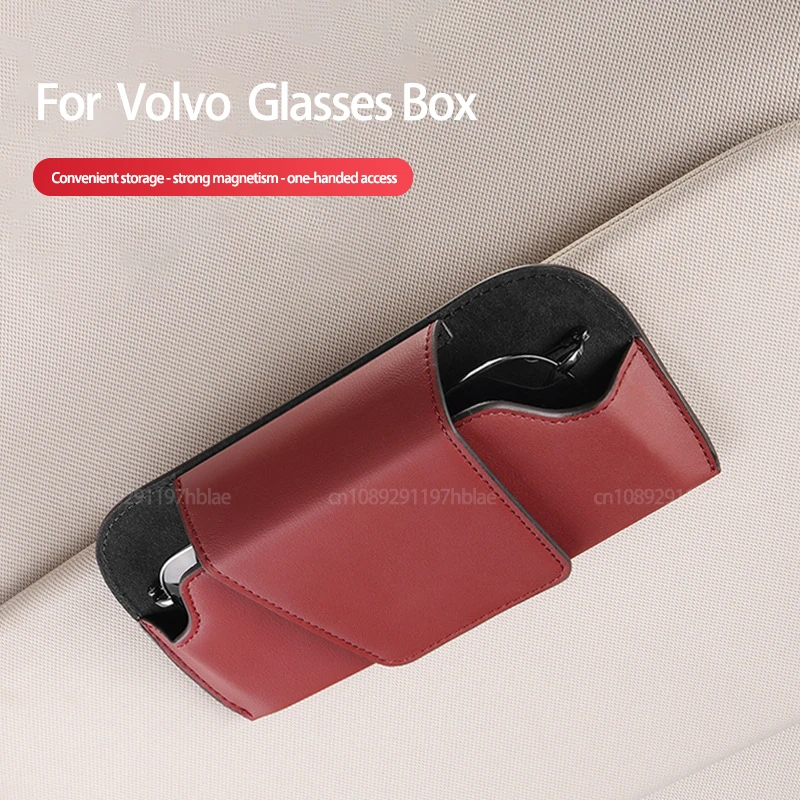 Estuche para gafas de sol con visera para coche, soporte para tarjetas, estuche para bolígrafos, caja con Clip para Volvo XC60, XC40, XC90, S90, V60, S60