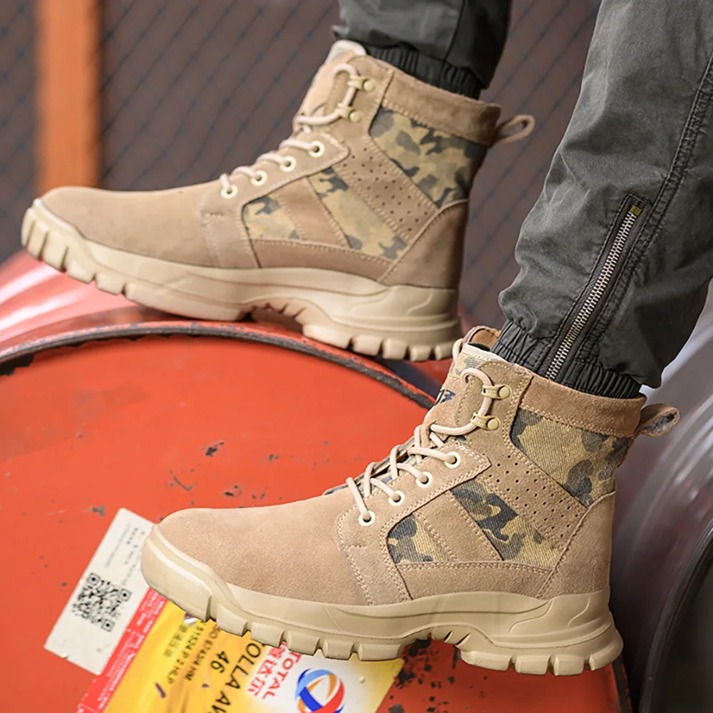 Замшевые рабочие ботинки ArmorToe, мужские рабочие ботинки со стальным носком, устойчивые к проколам, для пешего туризма, на открытом воздухе, для комфорта на весь день, прочный # Броня2751