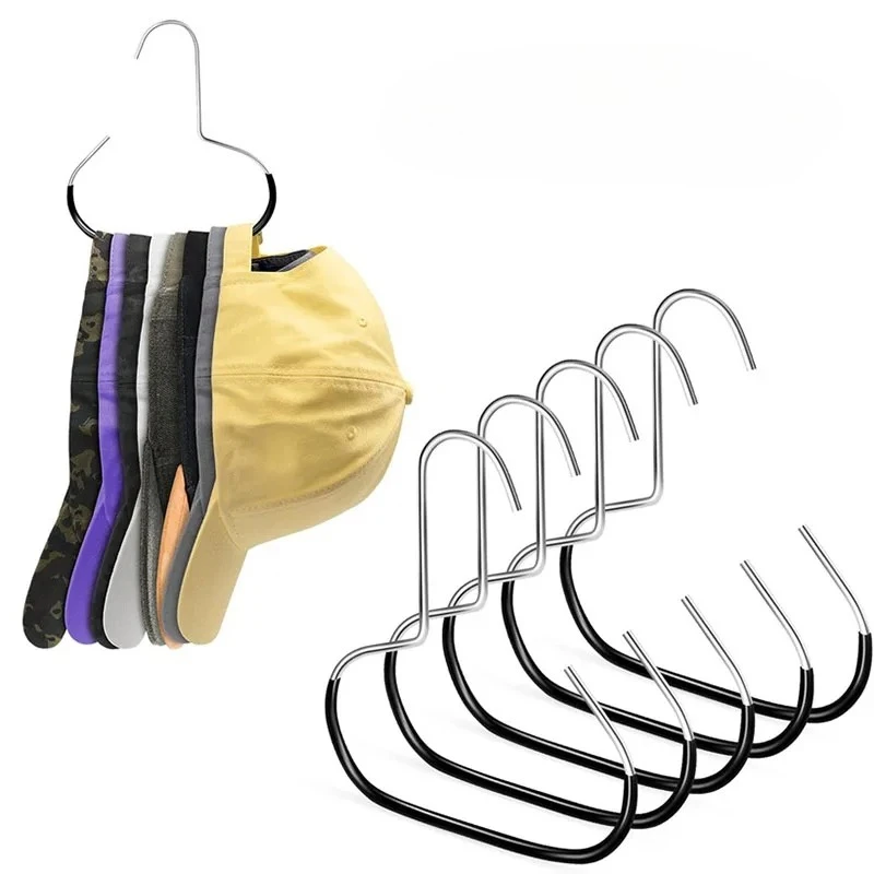 5pcs Hat Organizer for Baseball Caps Metal Hat Racks Storage Organizer Anti-Slip Hats Ties Scarves Bags Hanger Storage Hook