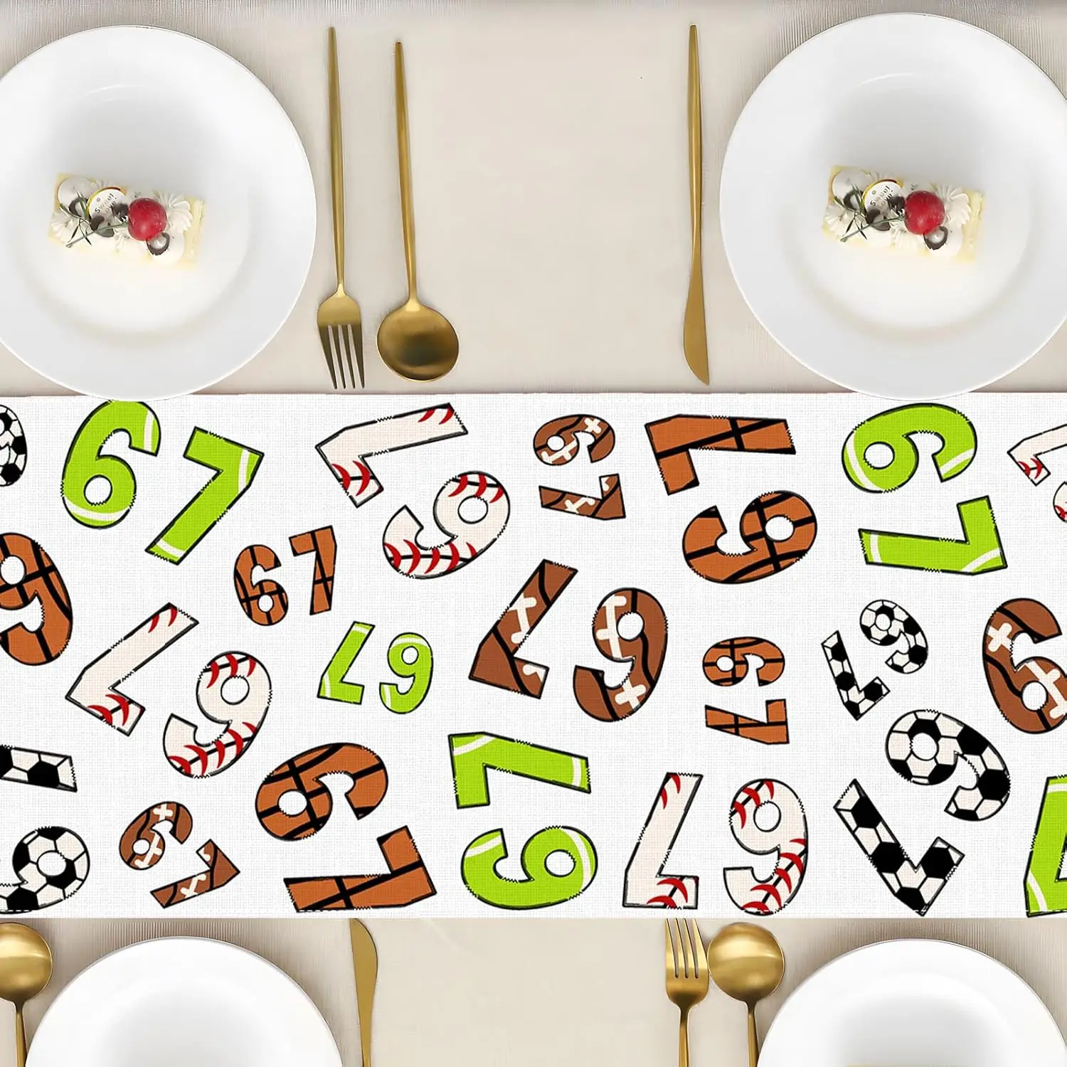 67 Hands Table Runner Minimalist Table Decor Football Ice Cream 67 Theme Children's Baby Shower Birthday Home Party Favor