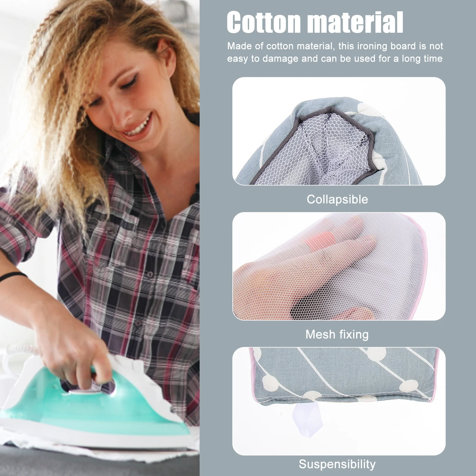 

2Pcs Mini Cotton Ironing Board Foldable Heat-Resistant Household Ironing Accessory Hanging Storage Space-Saving Heat Press Mat