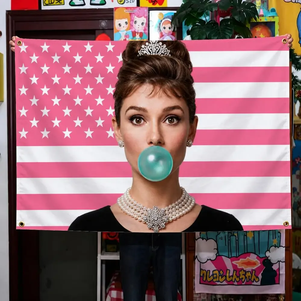 Celebrity Audrey Hepburn Holly Golightly Flags Wall Hanging Background Flag Wall Decor Banners for Outdoor Bedroom Dorm Room