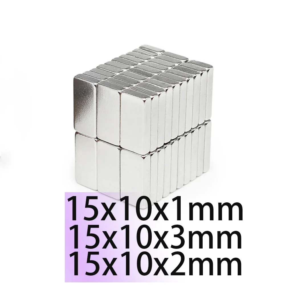 N35 15x10x1 15x10x2 15x10x3 Magnet Rectangle Square Neodymium Block Strong Search Magnetic Industrial Motor Generator Customised