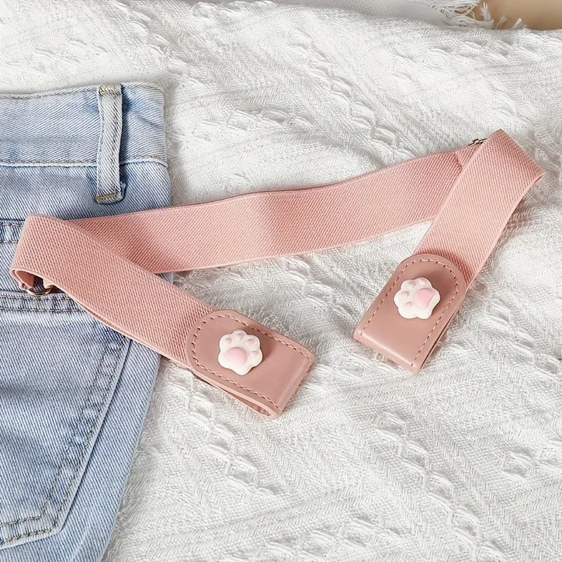 1pc Press Buckle Style Lazy Belt Women'S Versatile Jeans Belt Invisible No-Trace Elastic Stretch Belt Adjustable Length