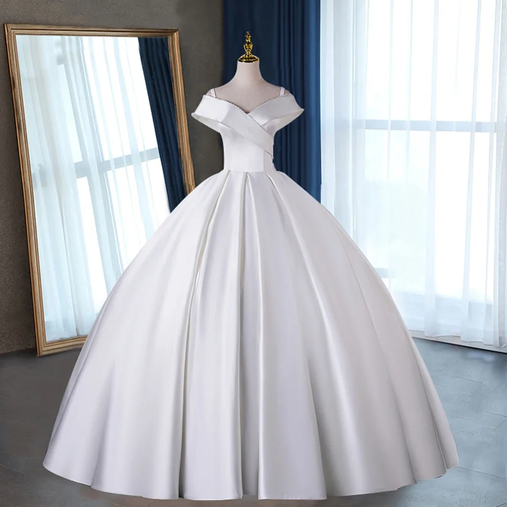 Robe de mariée en satin vintage, nouvelle robe éducative de haute qualité, 2024 de réduction sur les patients initiés, élégante, boule, quoi que ce soit