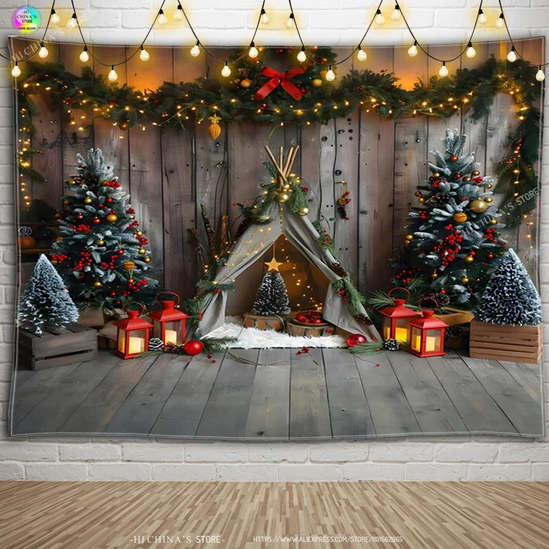 Christmas home decoration tapestry Snowman Christmas tree blue background wall decoration Christmas gift for living room bedroom
