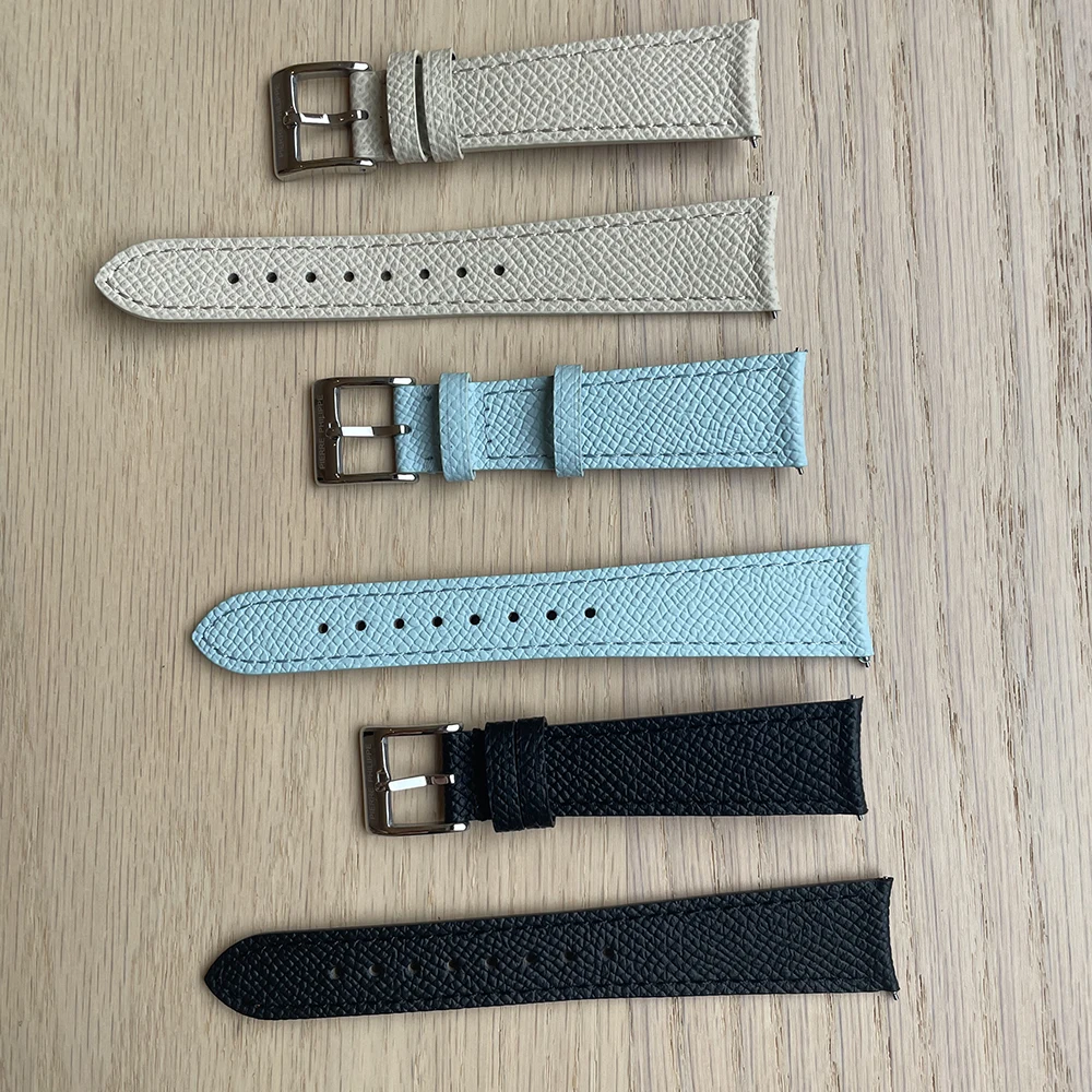 PIERRE PHILIPPE A pulseira de couro genuíno Palmprint é macia e respirável, com interface em forma de arco adequada para pulseira de 20 mm