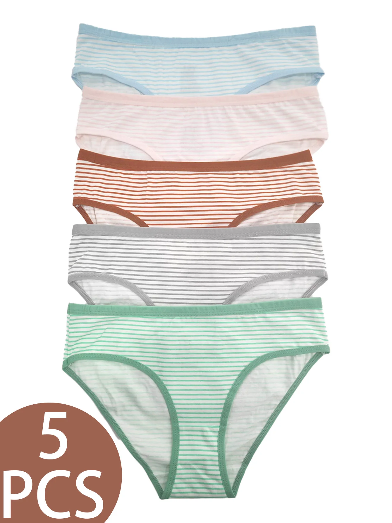 

5-Pack Comfortable Mid-to-Large Triangle Underwear for Girls Aged 13-16 Breathable Basic Teenage Girls' Briefs