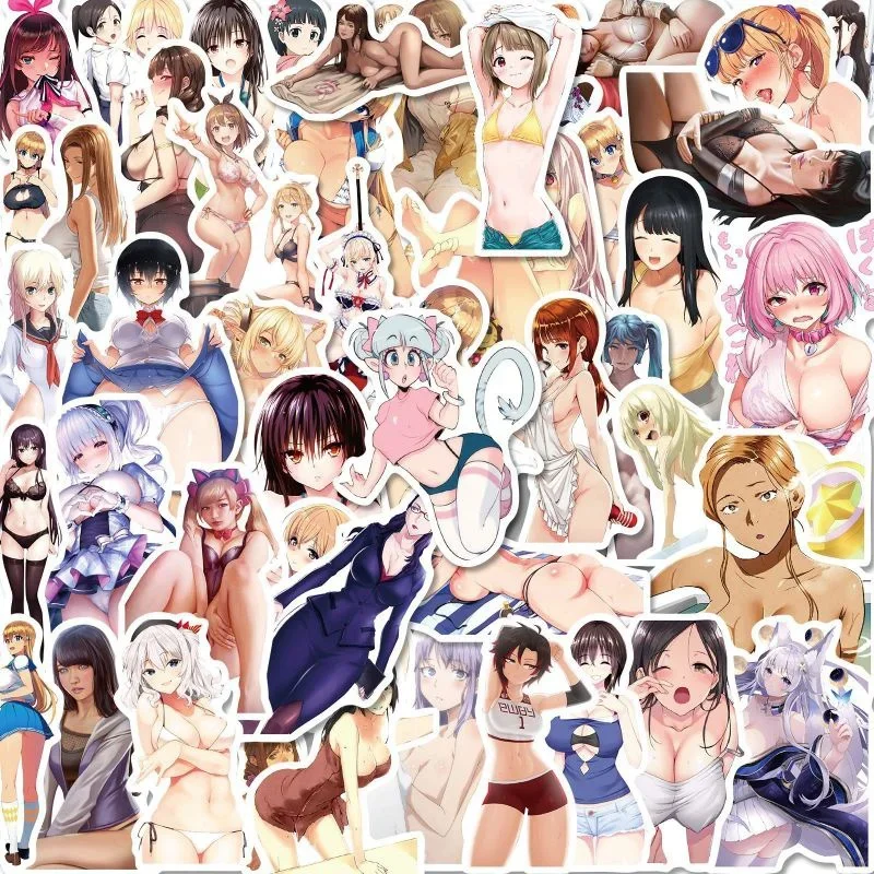 10/25/50Pcs Summer Swimsuit Party Cute Sexy Girls Women Anime Stickers Frame Decoration Waterproof Graffiti DIY Decals