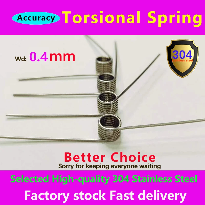 

0.4 Wire Diameter Stainless Steel Small Torsion Spring Torsion Hairpin Spring 60/90/120/180 Degree V-shaped Customizable 5Pcs