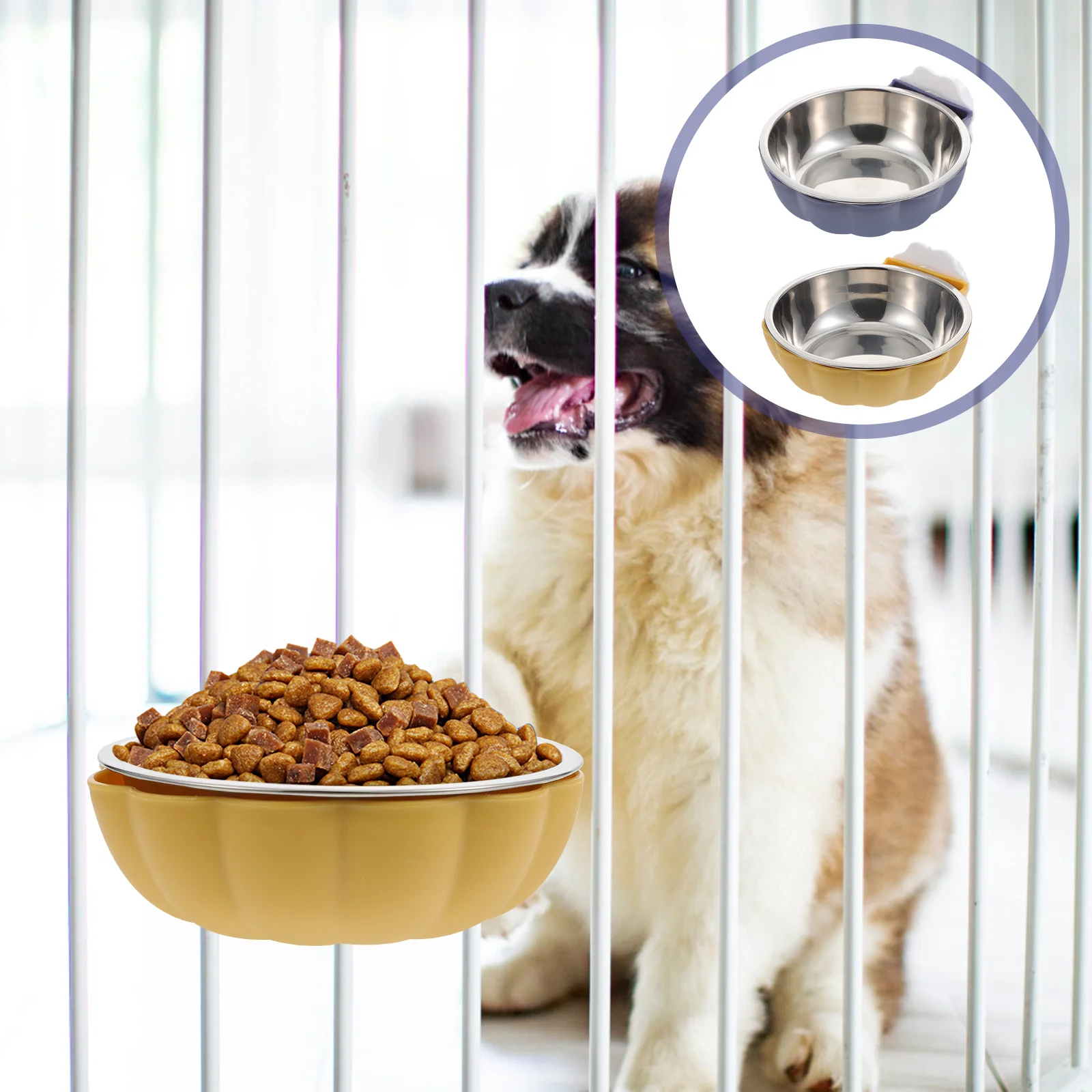 

2Pcs Rust Proof Hanging Dog Bowl Heavy Duty Pet Feeder for Daily Feeding Multi Function Kitten Bowl Household Dog Supply