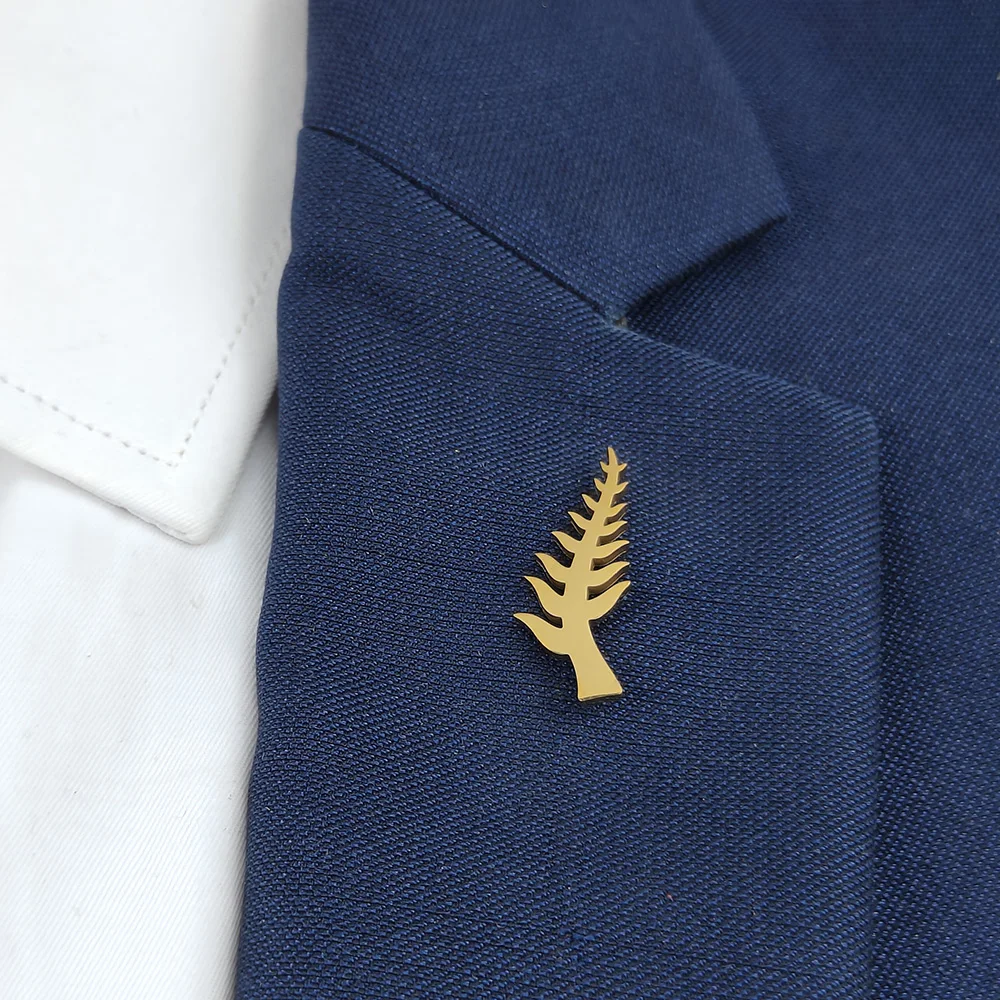 

Gold-plated leaf and wheat ear badge, men's suit brooch, black lapel pin, clothing accessories set, Halloween gift