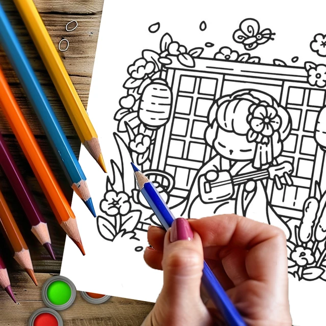 Cozy Japan Coloring Books for Adults 28 Pages Cutie Style Colouring Book Drawing Supplies Christmas Thanksgiving Gift 4