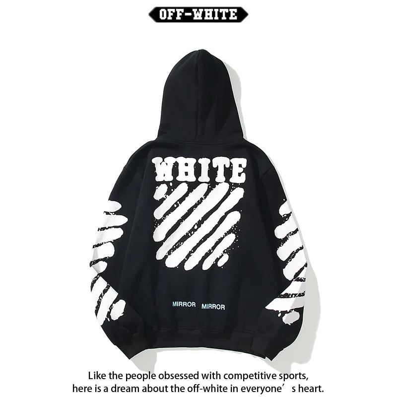 أوف وايت C O VIRGIL ABLOH الهيب هوب نمط موجة خط مطبوعة هوديي البلوز الرجال النساء الخريف الشتاء جديد وصول الملابس