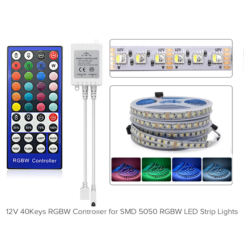 12-24V RGBW sterownik ściemniacza 40Key 5 pins IR pilot zdalnego sterowania 4 kanały kontroler LED dla SMD 5050 RGBW RGBWW LED listwa oświetleniowa