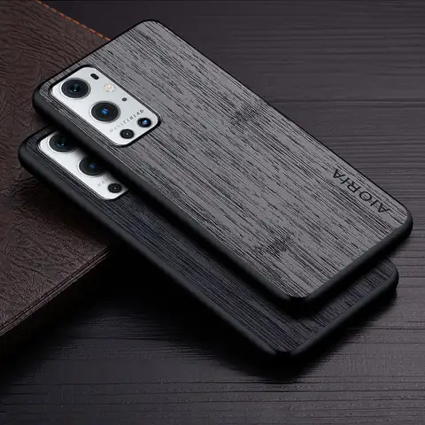 Étui pour OnePlus 9 Pro 9R 9RT 5G funda bambou bois motif cuir couverture de téléphone coque de luxe pour OnePlus 9 Pro étui capa