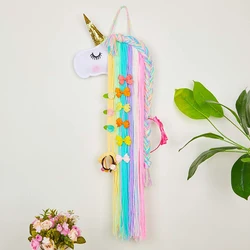 Hair Clips Organizer Tassel Dream Catcher Unicorn Wall Hang Decor Display Rack Home Bedroom Hair Rope Storage Dress up Accessory