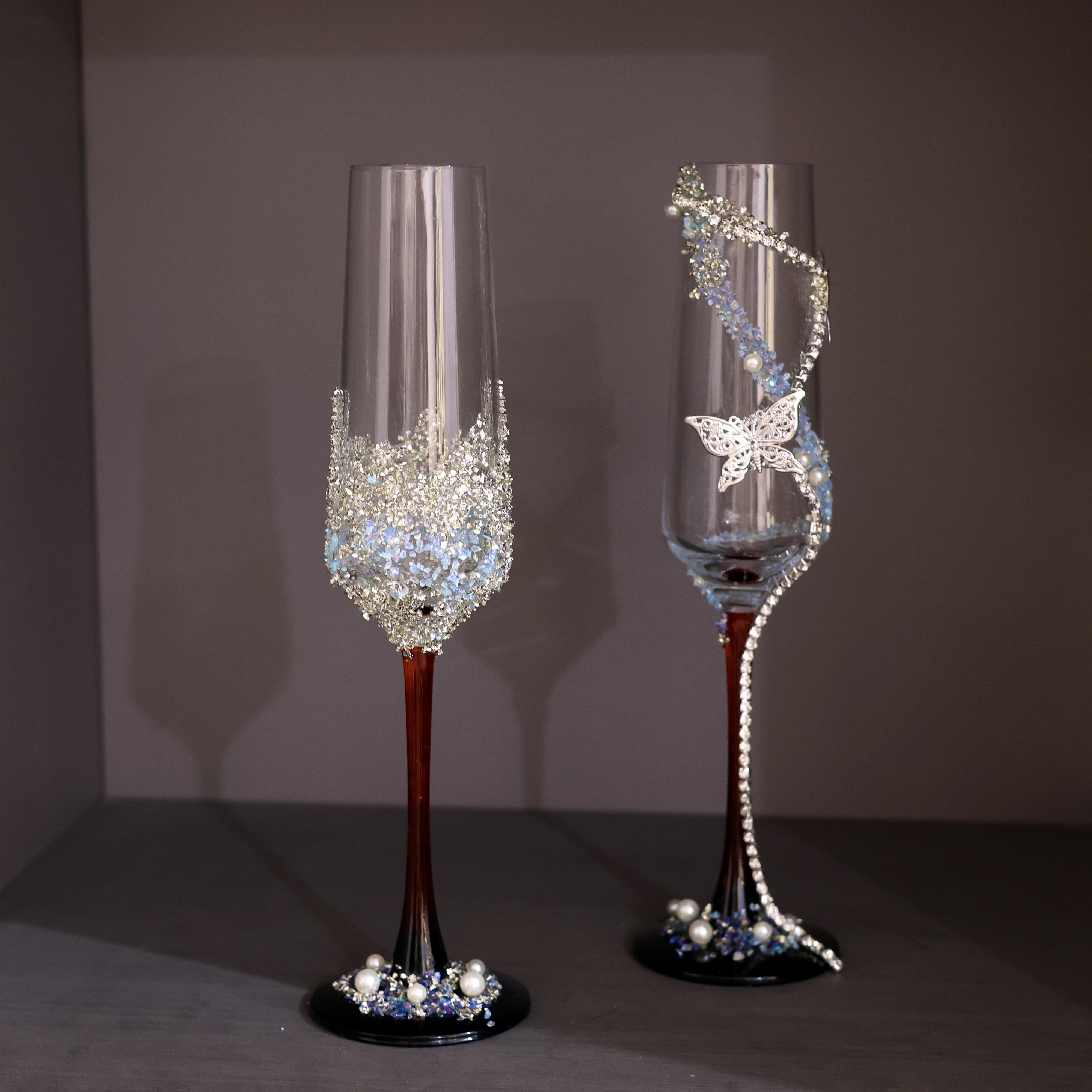 

Wedding Gift Champagne Glasses High Foot Cup Couple Set Luxury Sensation Wedding Celebration DIY Material Pack Gift Box