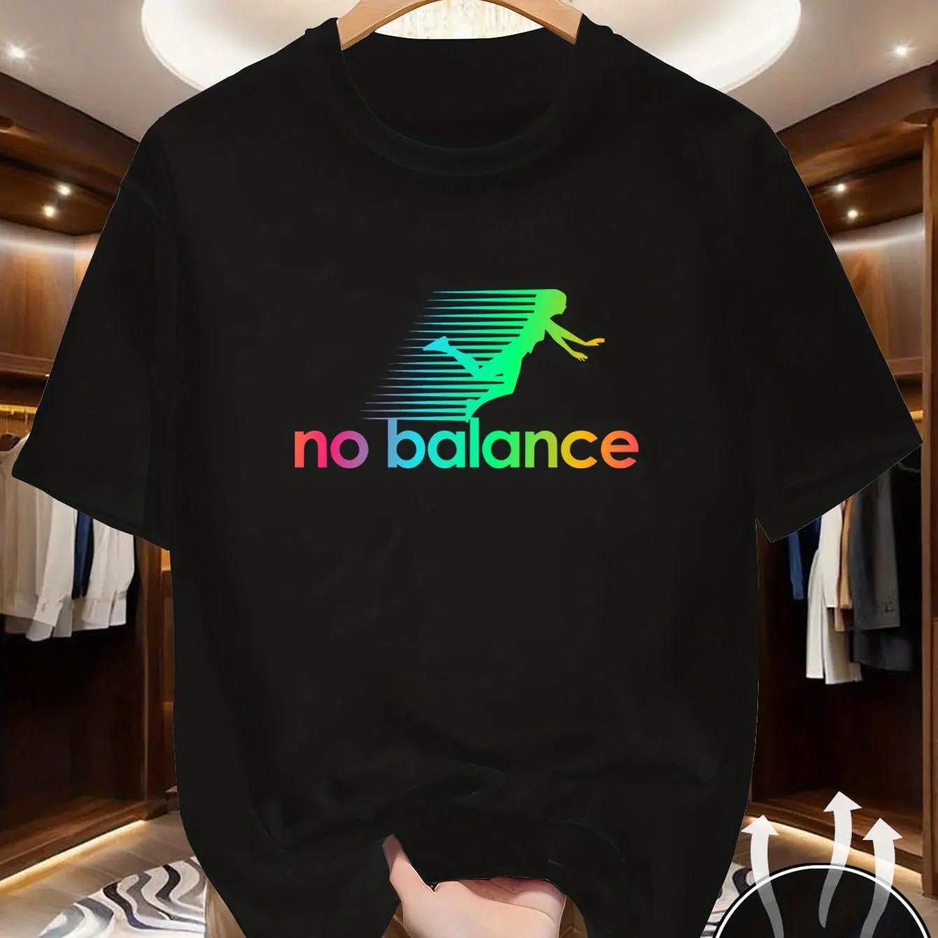 No Balance Running T-Shirt Men Rainbow Gradient Print Funny Parody Sport Casual Unisex Tee