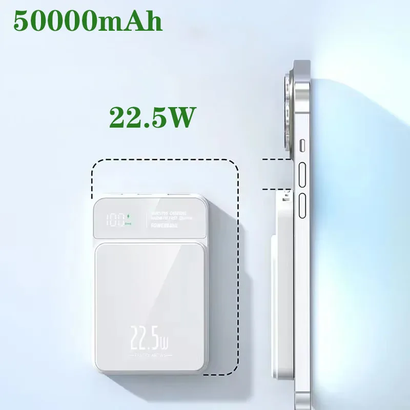 50000mAh Power Bank Wireless Magnetic Power Bank Magsafe 22.5W Super Fast Charging for IPhone Xiaomi Samsung Huawei