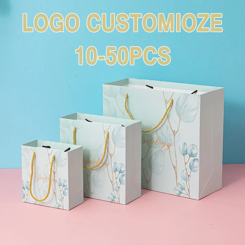 أكياس التسوق طباعة شعار العلامة التجارية الخاصة بك تخصيص الملابس المحمولة أكياس تغليف الهدايا أكياس التسوق للبوتيك 10-50 قطعة