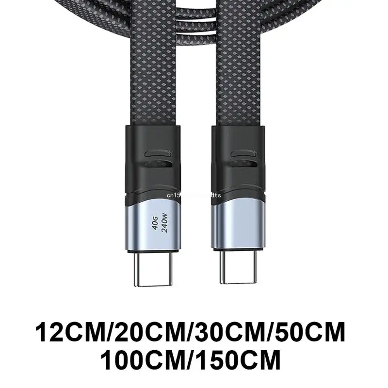 and Data Cable PD240W 40Gbps/8K60hz Video Flat Nylon Cord for Home and Travel Dropship