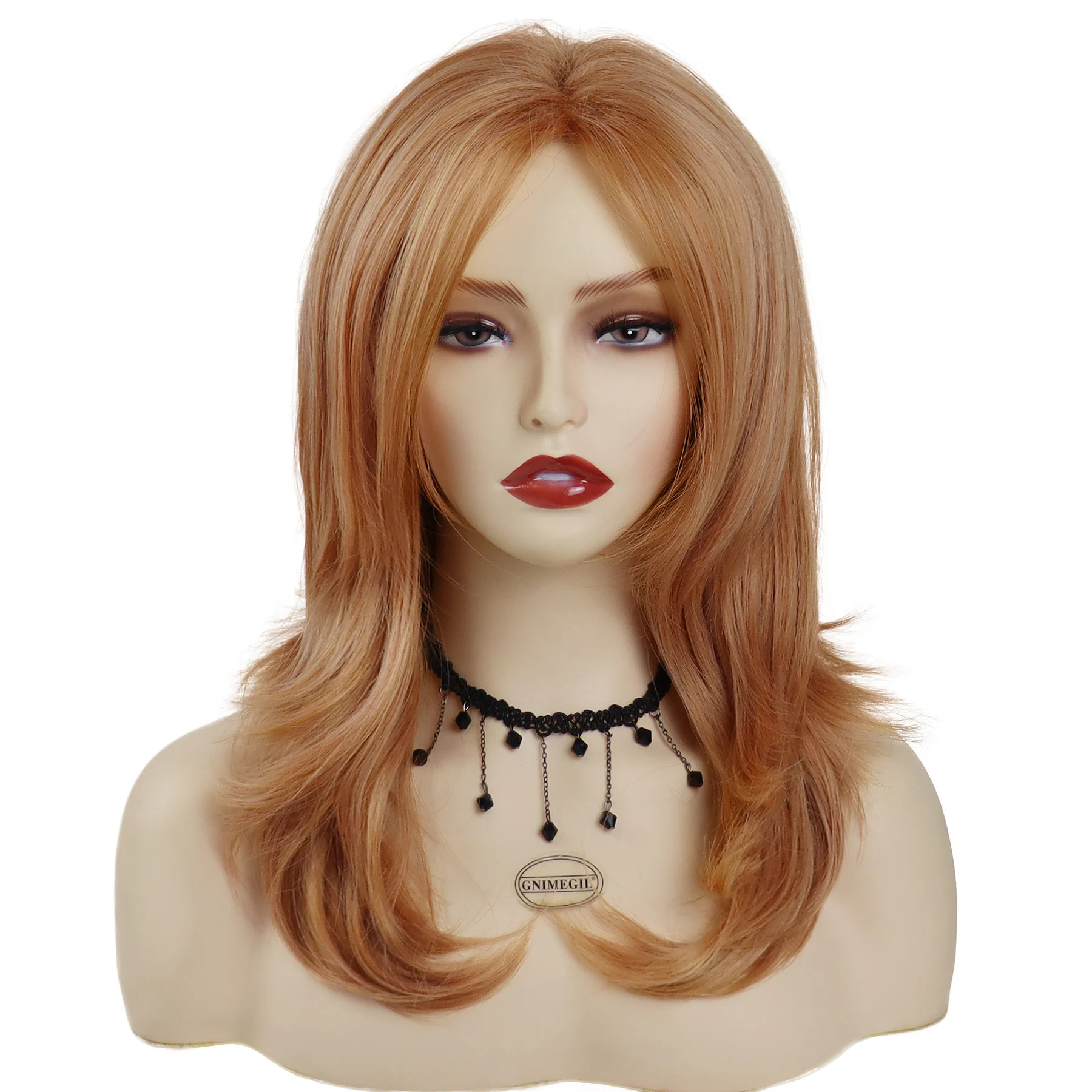22 Inch Synthetic Long Wave Wig for Women Ginger Hair Natural Fluffy Middle Parting Wigs Daily Cosplay Costume Halloween Party