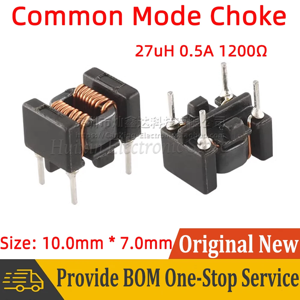 

5pcs Common Mode Choke Coil Magnetic Ring Inductor 27uH 0.5A 1200Ω High Impedance Switching Power Line EMI Filter Coil