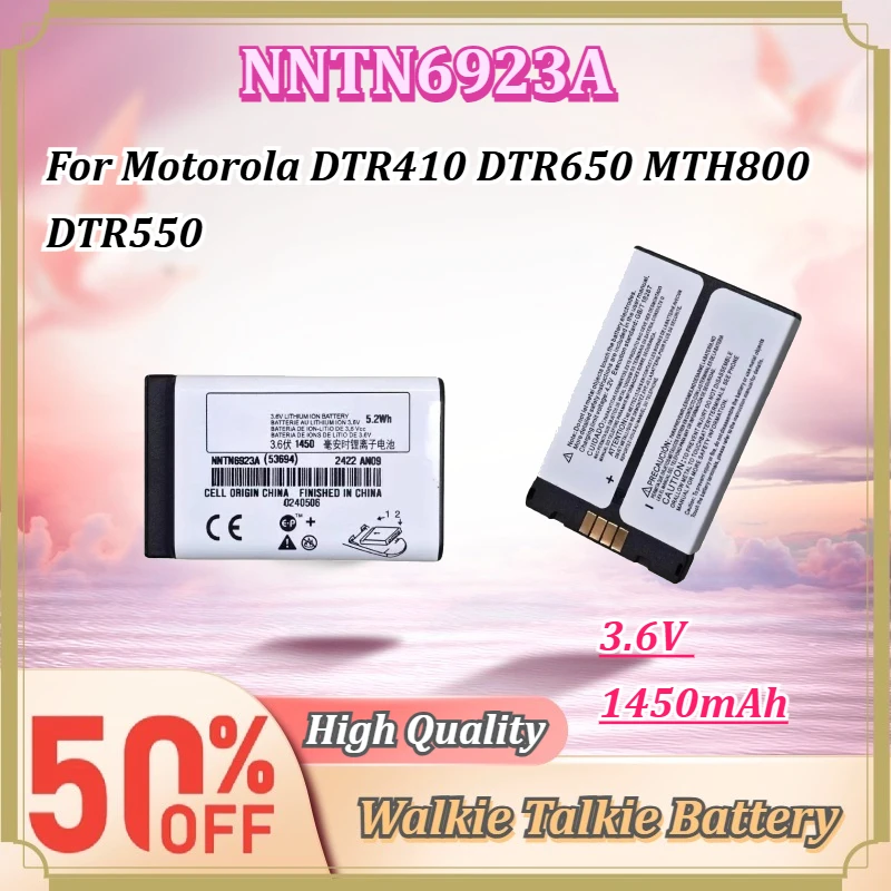 New NNTN6923A Rechargeable Two Way Radio Battery 3.6V 1450mAh for Motorola DTR410 DTR650 MTH800 DTR550 Walkie Talkie Battery