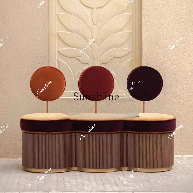 

French retro solid wood bench entrance entrance shoe change storage storage stool FT