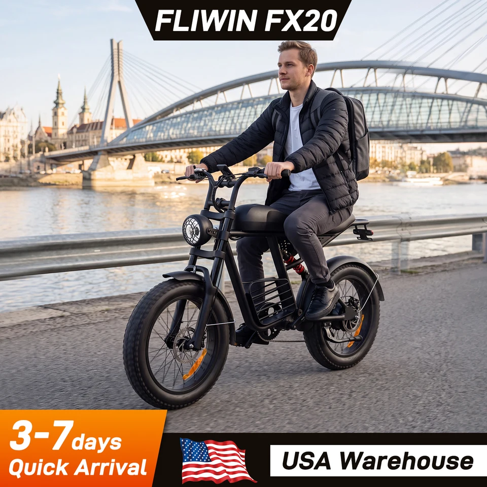 FLIWI 1500W Electric Bike for Adults | 34 MPH High-Speed 20" Fat Tire Ebike, 48V 20Ah Removable Battery, 7-Speed with Dual Disc Brake, UL 2849 image 2