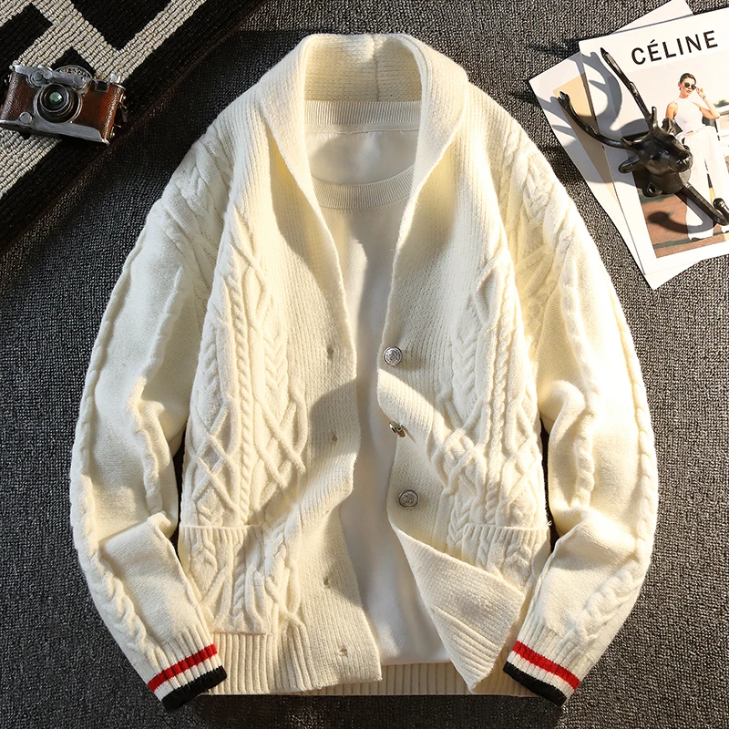 Designer Original Men's Autumn Luxury Long Sleeves Knit Cardigan Jacquard Keep Warm Sweater Coat Leisure Trend Men's Clothing