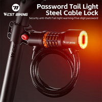 WEST BIKING Bicycle Tail Light Lock Steel Cable Chain Security Password 5 Digit Lock Anti-Theft  Safety Code Lock MTB Bike Parts