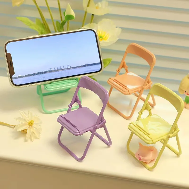 1Pcs Cute Mobile Phone Stand Desktop Phone Stand Kawaii Mini Chair Adjustable Holder for ipad Cellphone Desk Organizer